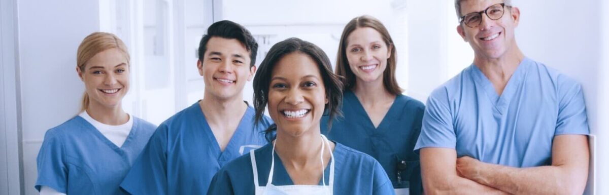 Study Nursing in Germany. Group of Nurses smiling.