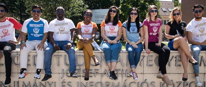 Group photo of smiling students at the University of Szeged. 5 Top English Programs to Study in Hungary Tuition-Free.